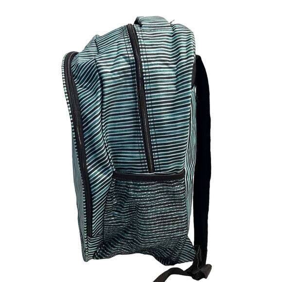 Tcc School Backpack 17" Zipper Storage Mesh Side Pockets Blue Stripe Camp Travel - Picture 4 of 5